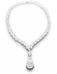 Jankuo Jewelry Silver Tone Bridal Marquese and large tear drop Cubic Zirconia Stones Necklace set with matching earrings ship in Gift Box.