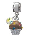 3-D Chocolate Cupcake with Sprinkles European Charm Bead Hanger with AB Swaro... 3-D Chocolate Cupcake with Sprinkles European Charm Bead Hanger with AB Swaro...