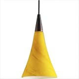 Illuma-Flex Mini Pendant Trumpet in Urban Bronze with Yellow MottLED Glass