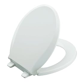 KOHLER K-4639-0 Cachet Quiet-Close Round-Front Toilet Seat, White