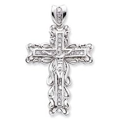 Sterling Silver CZ Crucifix Pendant