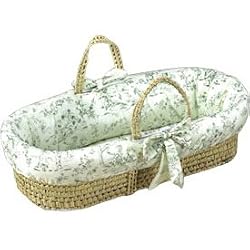 Sage Green Toile Moses Basket