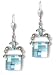 Anne Koplik Designs Antique Silver Square Checkerboard Aquamarine Earrings