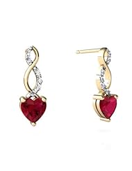 Created Ruby 14kt Yellow Gold Earrings