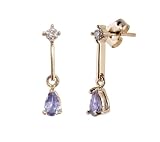 10k Yellow Gold Tanzanite Pear Dangle Earrings