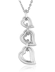 Sterling Silver Diamond Accent Triple Heart Pendant Necklace, 18"