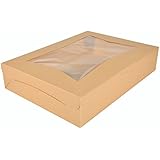 Southern Champion Tray 23133K Kraft Paperboard Lock Corner Window Bakery Box, 19" Length x 14" Width x 4" Height (Case of 50)