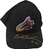 Carlos Santana Autographed Cleveland Indians 2009 Game Used Cap - Autographed MLB Helmets and Hats
