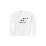 I Kissed a Vampire and I Liked It Adult White Fleece Sweatshirt (exlarge, WHITE)
