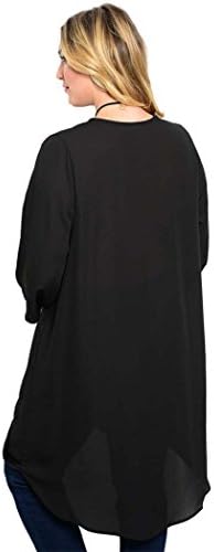 Shop the Trends Women's Plus Size 3/4 Sleeve Woven Tunic Top 1X-Large Black