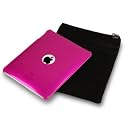 APPLE IPAD 3 PC EXECUTIVE ACCESSORY PACK - HOT PINK TRANSPARENT  BACK COVER CASE, SCREEN PROTECTOR, BLACK POUCH PART OF THE QUBITS  ACCESSORIES RANGE