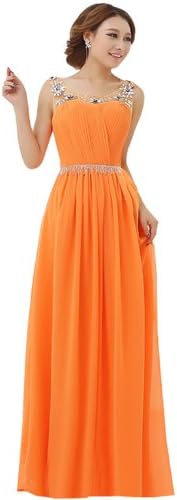 IBEAUTY DRESS Doubel Shoulder Long Crystal Prom Dress Plus Size Orange US 10