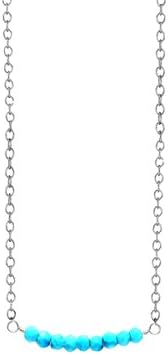 Sterling Silver Genuine Turquoise Bar Necklace 16"+2"