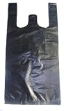 Black Plastic T-shirt Shopping Bags (10x5x19-17mic) 50 bags in bulk