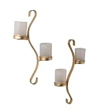 Unique Decoration Design Gold Finish Wall Sconce Candleholder Set Of 2