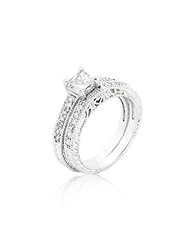 Princess Cut Filigree Bridal Ring Set