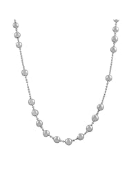 Sterling Silver Bead Ball Station on Cable Chain Necklace (18 Inch)