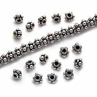 Bali Silver 4mm Granulated Rondelles Beads Antiq''D(25)