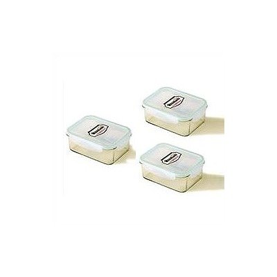 Go Green Glasslock 3-Piece 37-oz.. Rectangular Food Storage Container Set