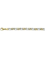 8mm Fancy Two Tone Gold Link Bracelet 8"