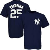 Majestic New York Yankees #25 Mark Teixeira Youth Navy Blue Player T-shirt