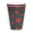 Black & Red Polka Dot 16 oz Insulated Beverage Tumbler, Clear