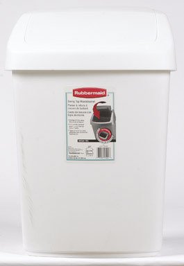 RUBBERMAID 4A11-00WHT SWING TOP WASTEBASKET