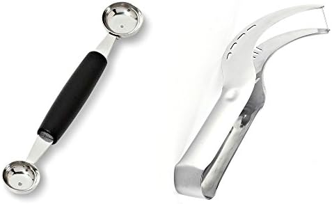 Watermelon Slicer Tongs and Double Melon Baller - Top Rated Premium Stainless Steel Watermelon Corer, Cutter, Knife and Server by ProSlice Smart Set