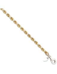 Sterling Silver & 14K Bonded 3.6mm Diamond-cut Rope Bracelet