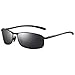 ZHILE Rectangular Polarized Sunglasses Al-Mg Alloy Temple Spring Hinge UV400 Large(Black, Grey)