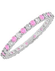 Pink Sapphire and Diamond Eternity Bangle 14K White Gold - 6.00 CT TGW
