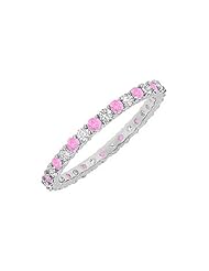Pink Sapphire and Diamond Eternity Bangle 14K White Gold - 6.00 CT TGW