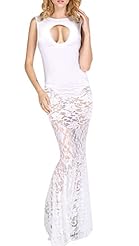 Floor Length Lace Sheer Cutout Mermaid Sleeveless Bodycon Dress/Maxi Dress 