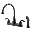 Price Pfister 036-4DYY Treviso Double Handle Kitchen Faucet with Side Spray, Tuscan Bronze
