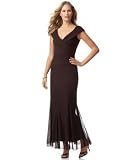 Alex Evenings Long V-Neck Stretch Tulle Dress