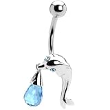 925 Sterling Silver Aqua DOLPHIN BRIOLETTE Belly Ring