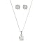 Sterling Silver Round-Cut Faceted Cubic Zirconia Necklace and Earring Set - Clear