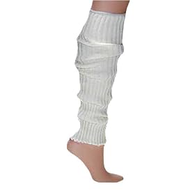 EXTRA LONG WHITE THICK SLOUCHY KNIT DANCE LEG WARMERS