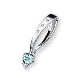 Blue Topaz and Diamond Sterling Silver Slide on 16 Cubetto 3mm Chain