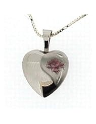 Toc Sterling Silver 12mm Floral Heart Locket Pendant on 18 Inch Chain