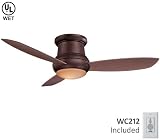 Minka-Aire Fans F574-ORB 52″ Concept II WET Outdoor Flush Bronze Ceiling Fan w/ Light & Wall Ctrl