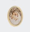 Gold Plated Religious Lapel Pin - Madonna with Lillies