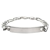 Eve's Addiction Mens Sterling Silver Figaro ID Bracelet
