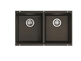 Blanco 516323 Précis 16-Inch Equal Double Bowl Sink, Café Brown