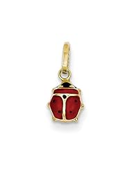 14k Yellow Gold Enameled Ladybug Pendant. Metal Wt- 0.23g