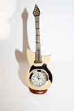 Hand Crafted Light Colored Wood Electric Guitar Collectible Mini-Clock