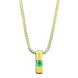 14K Yellow Gold Emerald Stick Pendant with Chain