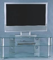 DigiTV Glass Wide Screen Plasma & LCD TV Stand for 32" To 52" Flat Panel Displays (Clear Glass)