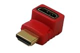 Gold Plated, Red Hdmi Male to Hdmi Female Right Angle 90 Degree Angle Adapter Red