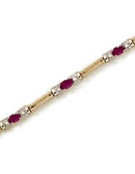 10k Yellow Gold Natural Ruby And Diamond Tennis Bracelet